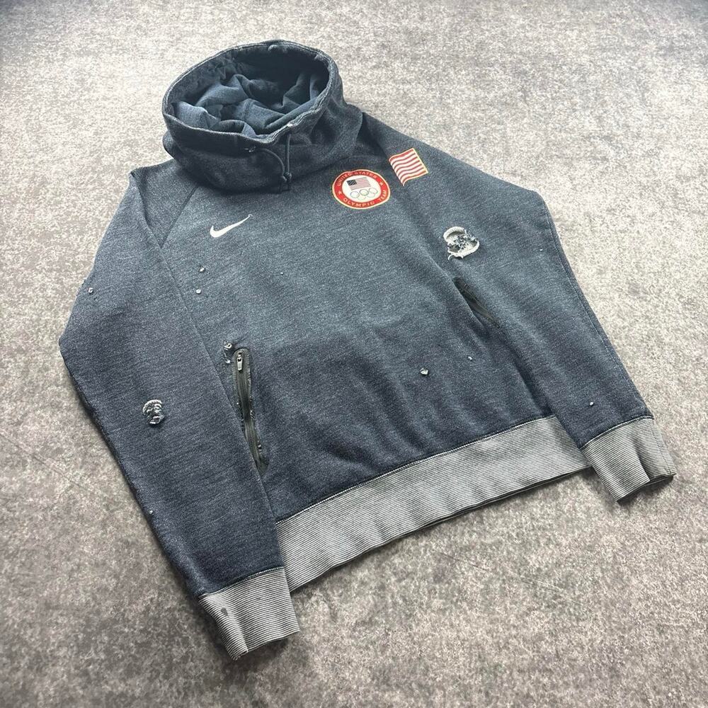 Nike Team USA Olympic Hoodie Mens XL Distressed Thrashed Pullover Sweatshirt